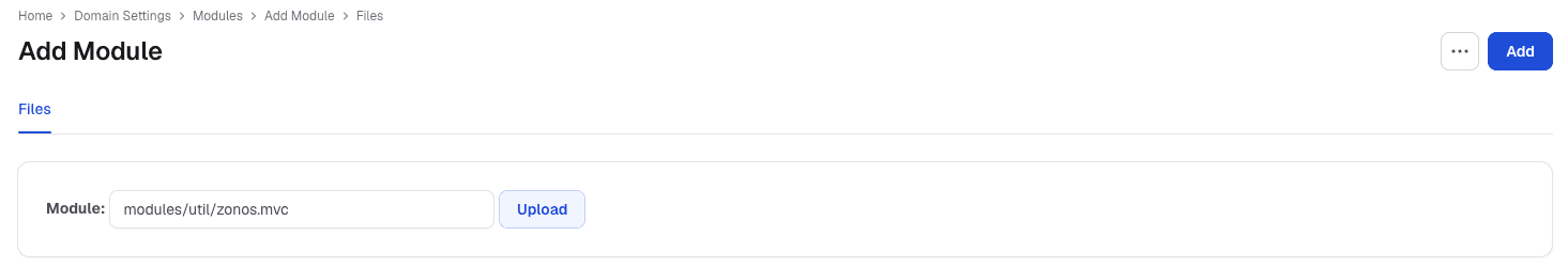 Add Module screen in Miva admin